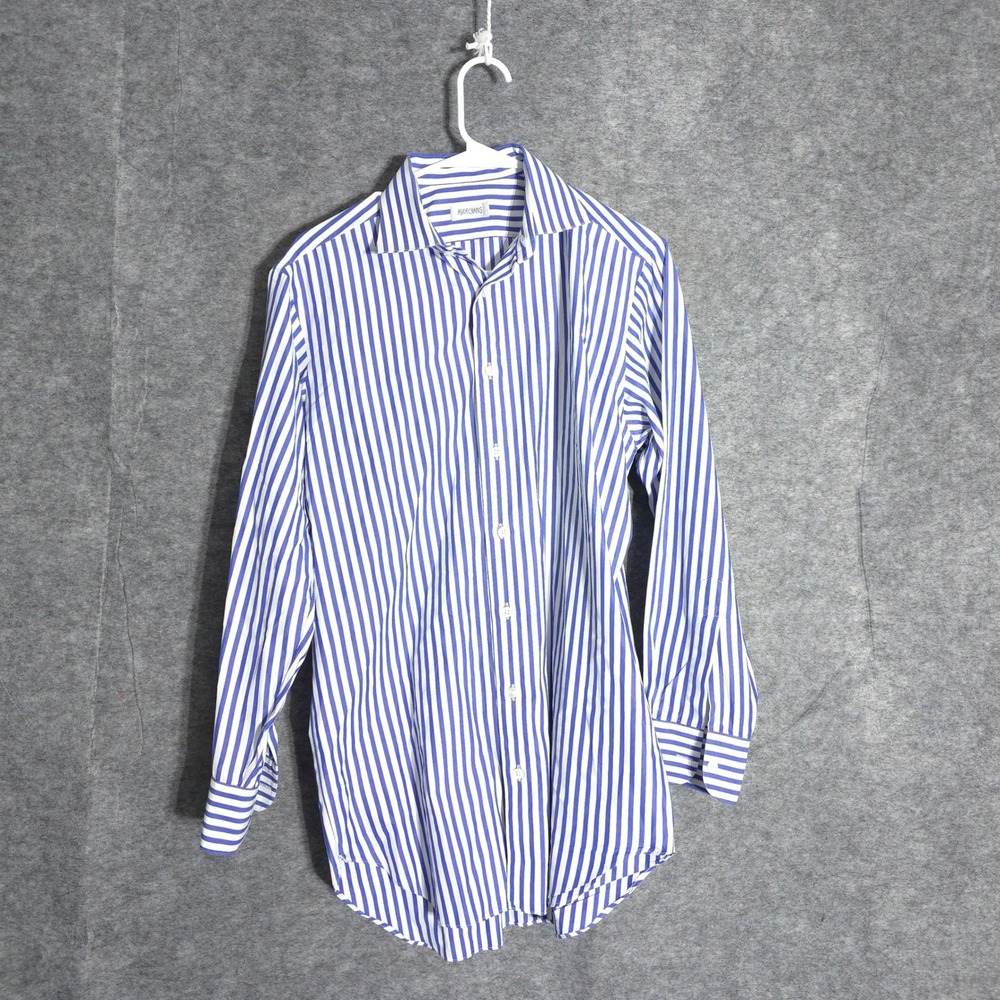 Ascot Chang Shirt Mens Blue White Thomas Mason Striped Spread Collar Cotton L